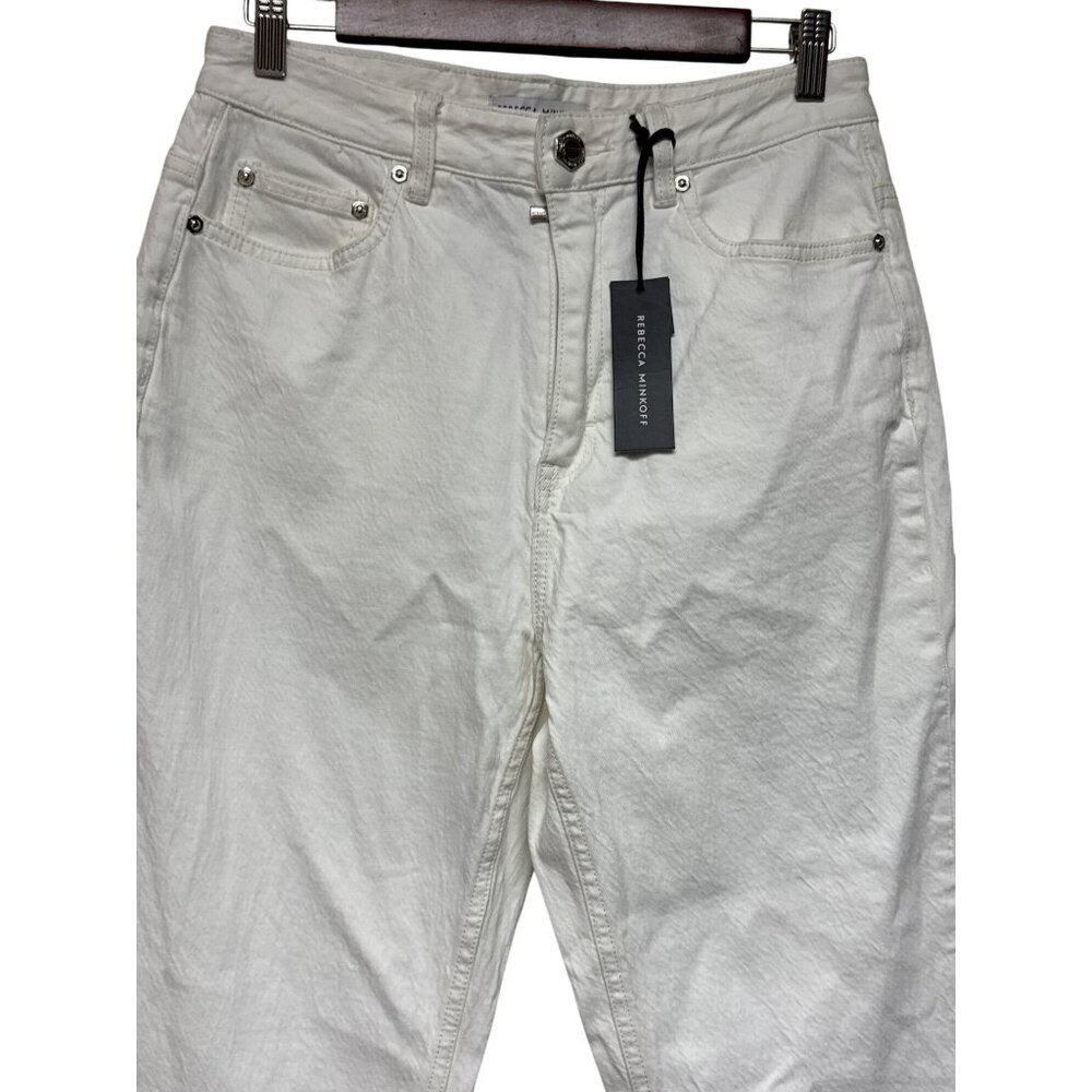 Rebecca Minkoff Ankle Kick Women's Jeans White High Rise Denim Flare Size 30 NEW - Picture 3 of 14